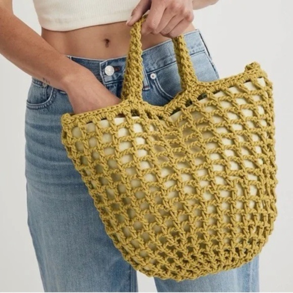 Madewell Handbags - MADEWELL The Crochet Shoulder Bag gilded chartreuse